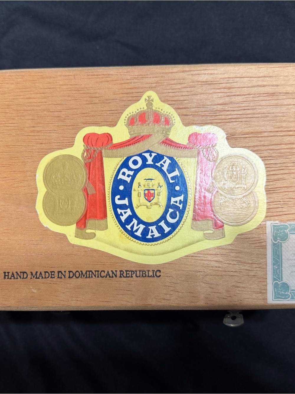 Source Unknown Royal Jamaica Wooden Cigar Box - Yellow, Blue, Red, Gold